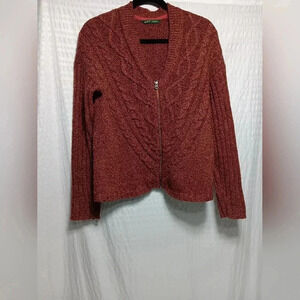 Woolrich 1/2 Zip ladies V Neck Cable Knit Sweater.  Size S.